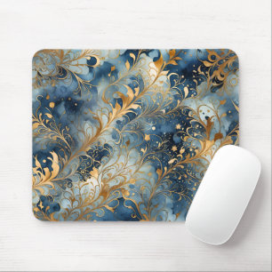 Tapis De Souris Bleu Abstrait et or