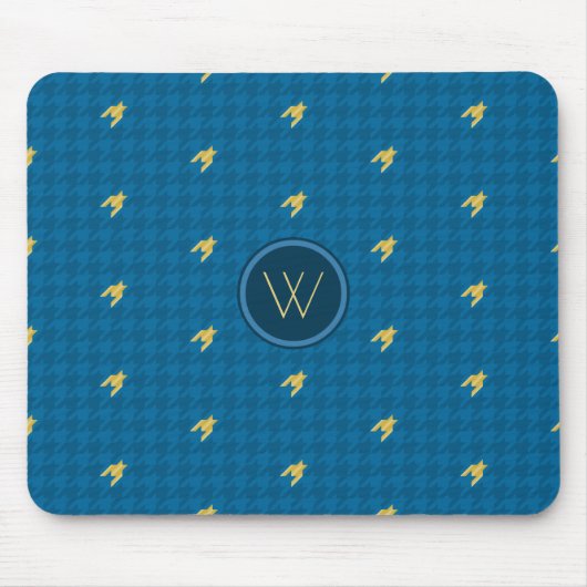 Tapis De Souris Bleu avec Houndstooth or Mousepad (Devant)