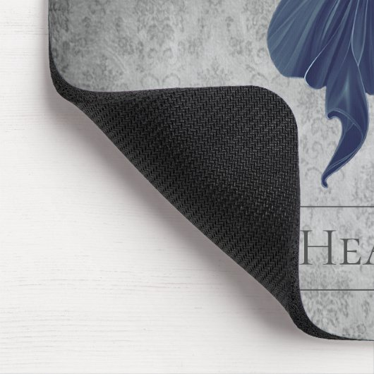 Tapis De Souris Bleu bijoux papillon Damas (Coin)