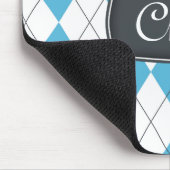 Tapis De Souris Bleu blanc gris Jacquard avec nom (Coin)