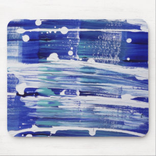 Tapis De Souris Bleu blanc pinceau traits de mousepad décoratif