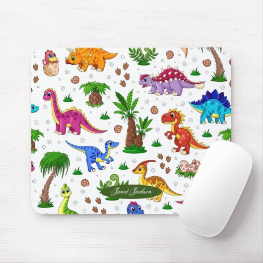 Tapis De Souris Bleu Bleu Bleu Vert Motif Dinosaur (Avec souris)