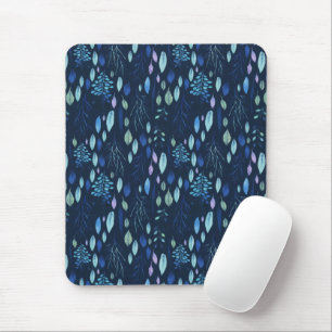 Tapis De Souris Bleu bleu marine Botanique Feuille Jardin Aquarell