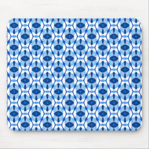 Tapis De Souris Bleu bleu marine et bleu clair Abstrait géométriqu
