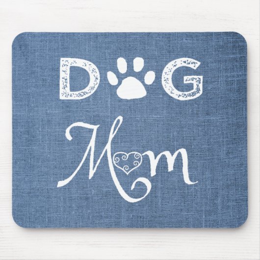 Tapis De Souris Bleu Burlap Chien Maman Panier de souris (Devant)