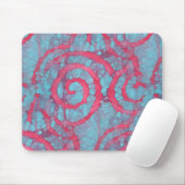 Tapis De Souris Bleu clair rose Funky Batik Spirales Art Motif (Avec souris)