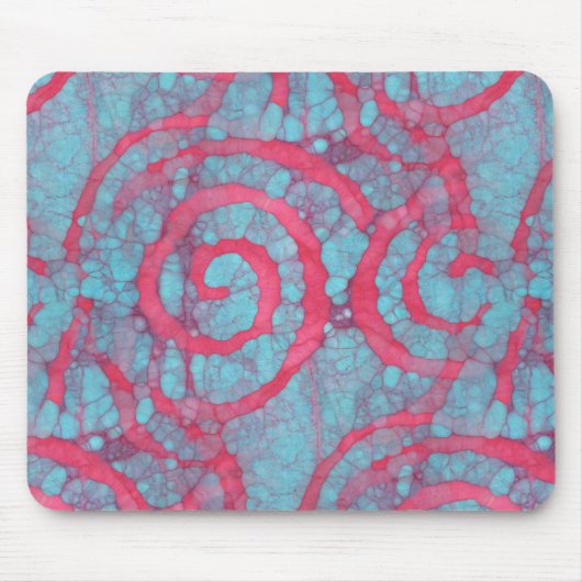 Tapis De Souris Bleu clair rose Funky Batik Spirales Art Motif (Devant)
