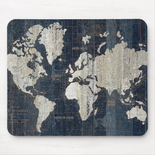 Tapis De Souris Bleu de carte de Vieux Monde (Devant)