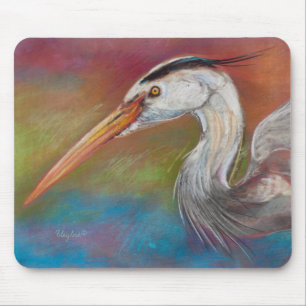 Tapis de souris bleu de héron