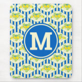 Tapis De Souris Bleu d'été et citrons et Motif Feuille (Devant)