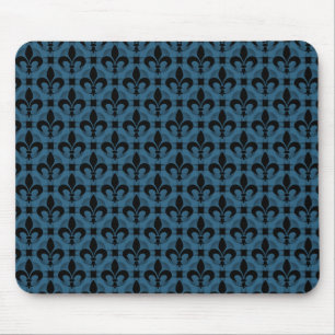Tapis De Souris Bleu électrique Fancy Fleur de lis Mousepad