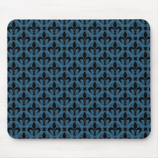 Tapis De Souris Bleu électrique Fancy Fleur de lis Mousepad (Devant)