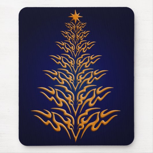 Tapis De Souris Bleu élégant Arbre de Noël Pad Souris (Devant)