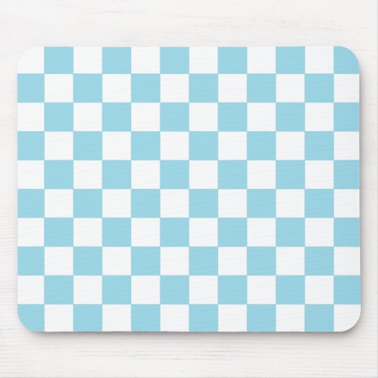 Tapis De Souris Bleu en pastel et blanc Checkered (Devant)