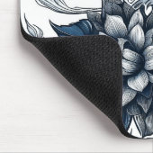 Tapis De Souris Bleu et blanc Bohème Floral Impression (Coin)