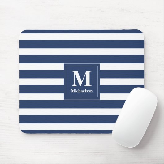 Tapis De Souris Bleu et blanc monogrammes (Avec souris)