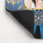 Tapis De Souris Bleu et or damassé (Coin)