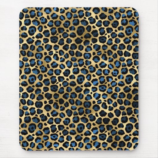 Tapis De Souris Bleu et Or Série Léopard Design 4 (Devant)