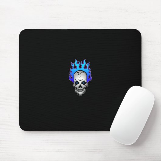 Tapis De Souris bleu-flamboyant-crâne-mousepad (Avec souris)