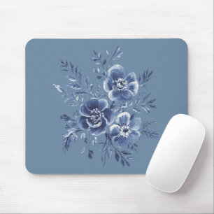 Tapis De Souris Bleu Floral