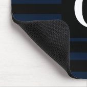Tapis De Souris Bleu foncé et noir simple Bleu simple Initiale (Coin)