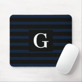 Tapis De Souris Bleu foncé et noir simple Bleu simple Initiale (Avec souris)