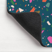 Tapis De Souris Bleu foncé vert avec rose orange Turquoise Terrazz (Coin)