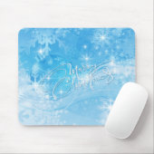Tapis De Souris Bleu hiver Joyeux Noël Mousepad (Avec souris)