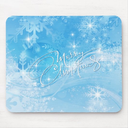 Tapis De Souris Bleu hiver Joyeux Noël Mousepad (Devant)