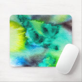 Tapis De Souris Bleu Marbre vert Tie teint aquarelle (Avec souris)