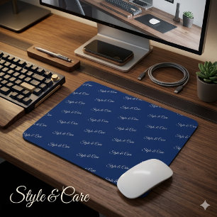 Tapis de souris bleu marine à motif de marque pers