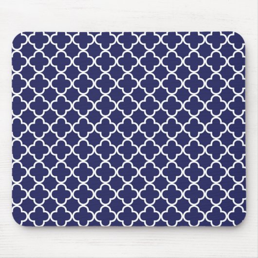 Tapis De Souris Bleu marine Quatrefoil Mousepad (Devant)