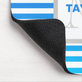 Tapis De Souris Bleu Moderne Grilles Ombre De Nom Monogramme (Coin)