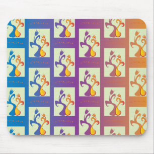 Tapis De Souris Bleu moderne, violet, orange Tulip Couple Floral