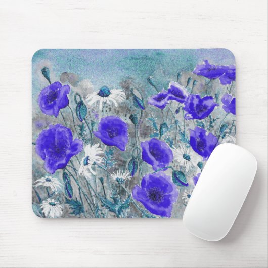 Tapis De Souris Bleu" Mousepad "de pavot (Avec souris)