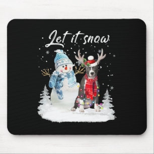 Tapis De Souris Bleu Nez Pitbull Père Noël Chien Noël Snowman Noël