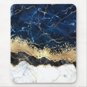 Tapis De Souris Bleu noir Marbre blanc (Devant)