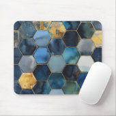 Tapis De Souris Bleu Or Blanc Abstrait (Avec souris)