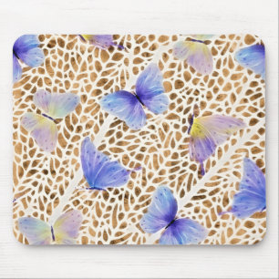 Tapis De Souris Bleu papillon moderne Ethereal Poster de animal or