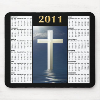 Tapis De Souris Bleu reflétant le calendrier Mousepad de la croix
