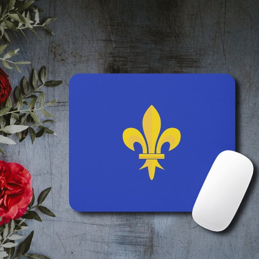 Tapis de souris Bleu Roi avec Fleur de Lys Or