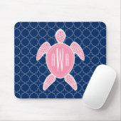 Tapis De Souris Bleu rose décoré d'un monogramme Quatrefoil de (Avec souris)