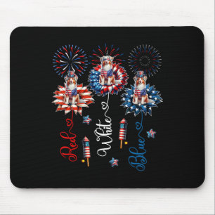 Tapis De Souris Bleu rouge Blancs trois mignons bergers australien