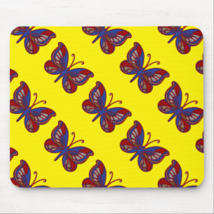 Tapis De Souris Bleu rouge Bleu Papillon-Jaune Mousepad