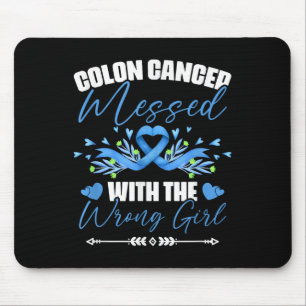 Tapis De Souris Bleu Ruban Colon Cancer Girl Survivor Colorectal