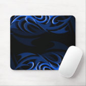 Tapis De Souris Bleu sur la "fumée" noire Mousepad (Avec souris)