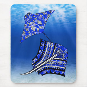 Tapis De Souris Bleu Tribal Stingray