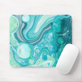 Tapis De Souris Bleu, Turquoise Mer Vagues et Bulles (Avec souris)