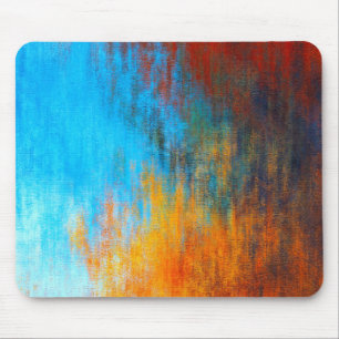 Tapis De Souris bleu turquoise, orange et rouge Abstrait