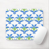 Tapis De Souris Bleu, Vert, Blanc Art Nouveau Motif Mousepad (Avec souris)